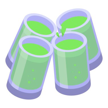 Yeşil kokteyl ikon için tezahürat yapıyor, izometrik biçim