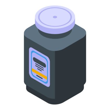 Spor beslenme plastik kavanoz simgesi, izometrik biçim