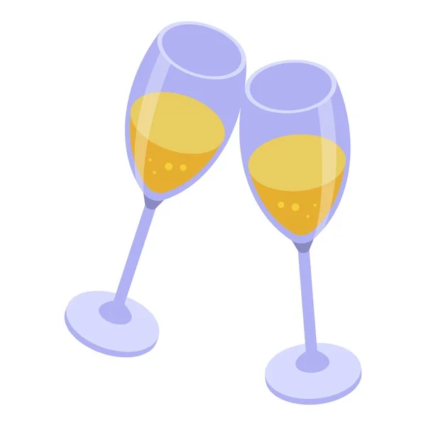 Champagne glas skål ikon, isometrisk stil — Stock vektor