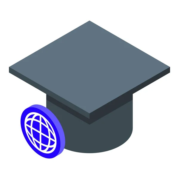 Online εκπαίδευση μεταπτυχιακό καπέλο εικονίδιο, ισομετρικό στυλ — Διανυσματικό Αρχείο