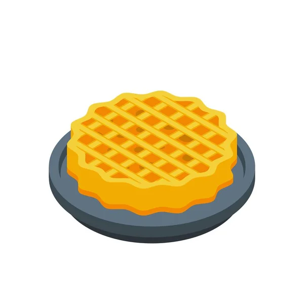 Sweet apple pie icon, isometric style — Stock Vector