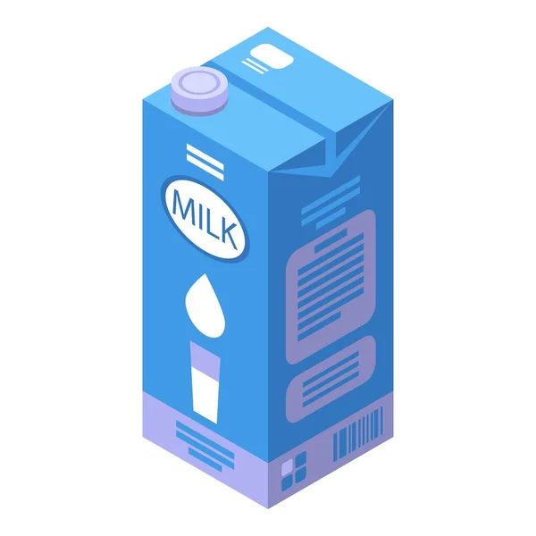 Icono saludable de la comida del paquete de leche, estilo isométrico — Vector de stock
