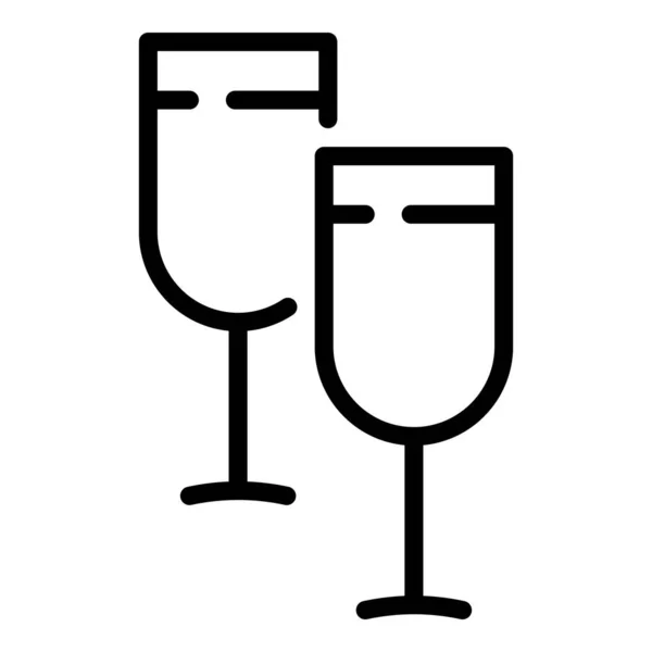 Champagne glasses icon, outline style — Stock Vector