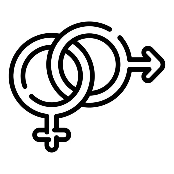 Femme mâle couple signes icône, style contour — Image vectorielle