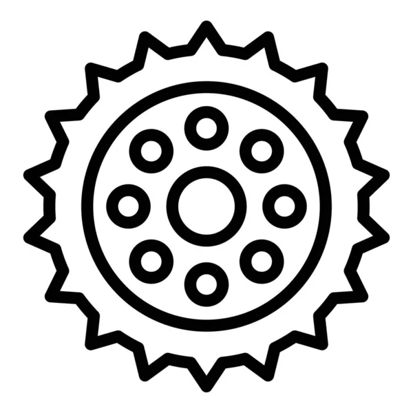 Icona del pezzo dell'ingranaggio di riparazione della bicicletta, stile contorno — Vettoriale Stock