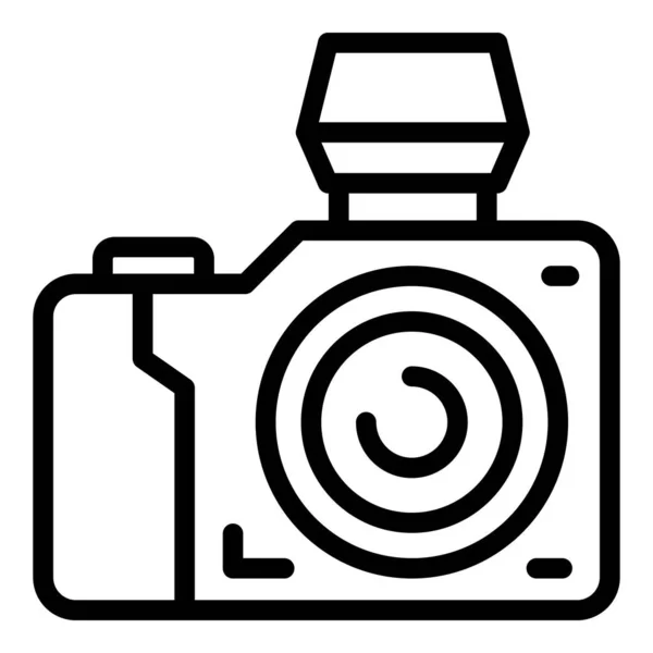 Reportaje icono de la cámara de fotos, estilo de esquema — Archivo Imágenes Vectoriales