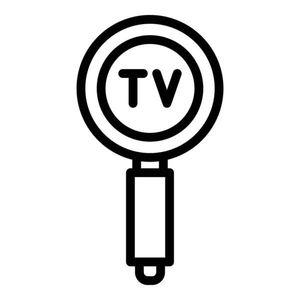 Ricerca icona reportage tv, stile contorno — Vettoriale Stock