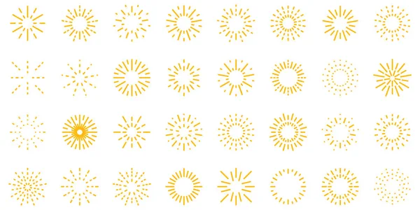 Iconos de fuegos artificiales conjunto vector plano — Vector de stock