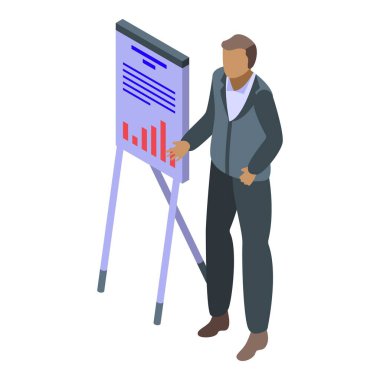 Ders başarılı iş adamı simgesi, izometrik biçim