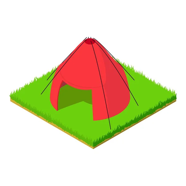 Red tent icon, isometric style — Stock Vector