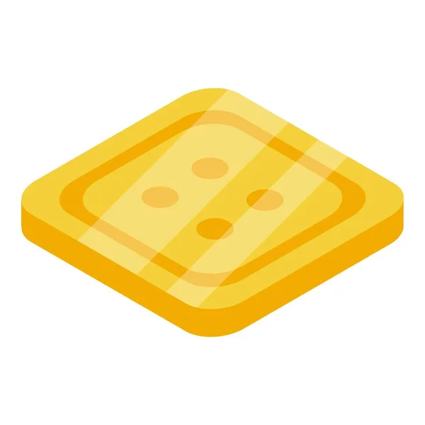 Επισκευή ενδυμάτων κίτρινο κουμπί εικονίδιο, ισομετρικό στυλ — Διανυσματικό Αρχείο