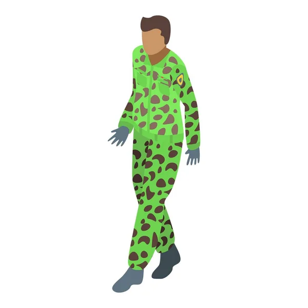 Vojenská uniforma zelená maskovací ikona, izometrický styl — Stockový vektor