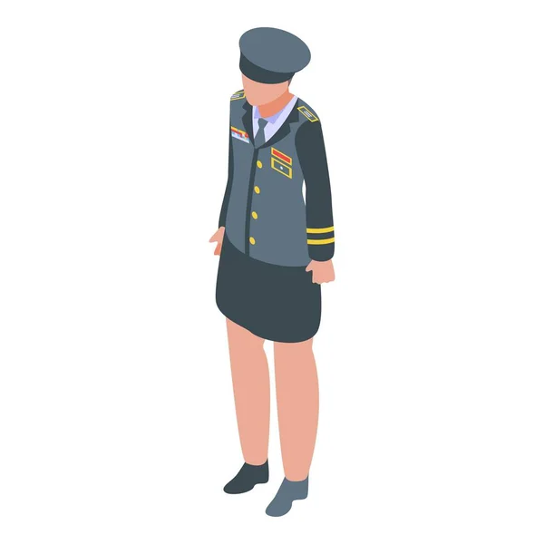 Στρατιωτική στολή κορίτσι εικόνα, ισομετρικό στυλ — Διανυσματικό Αρχείο