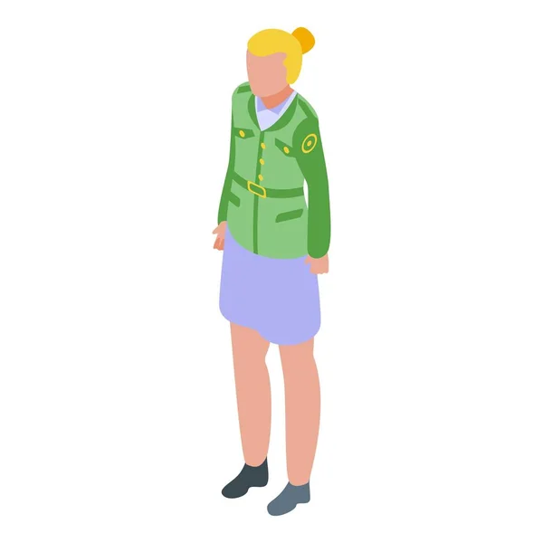 Wojskowy mundur obozowa ikona kobieta, izometryczny styl — Wektor stockowy