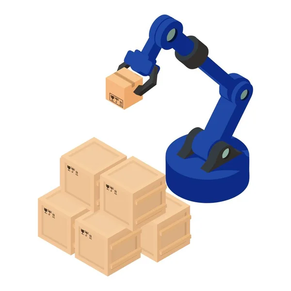 Icono de automatización logística, estilo isométrico Ilustración de stock