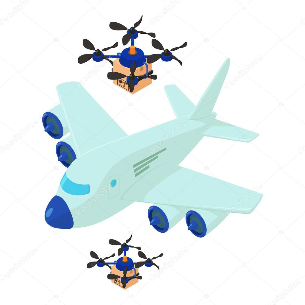 Air cargo icon, isometric style