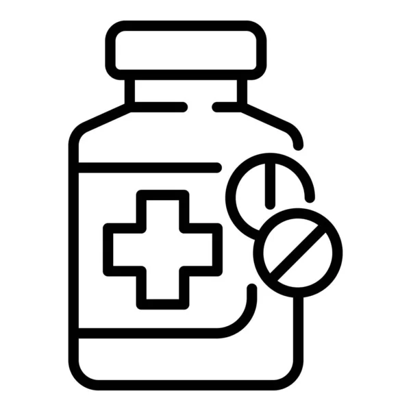 Icono de la botella de píldoras, estilo de esquema — Vector de stock