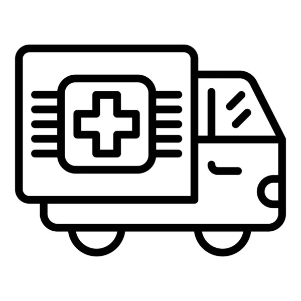 Значок медицинского грузовика, стиль контура — стоковый вектор
