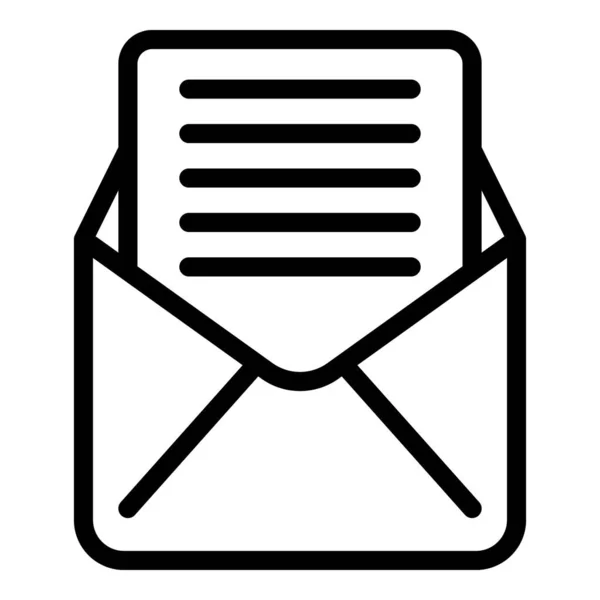 Otwarta ikona e-mail, styl konturu — Wektor stockowy