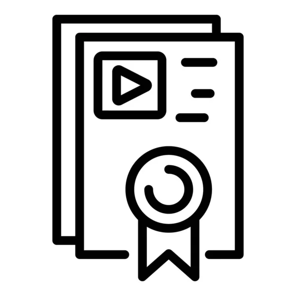 Icono de certificado médico en línea, estilo de esquema — Vector de stock