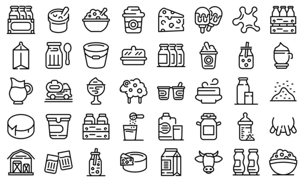 Conjunto de ícones de leite, estilo esboço — Vetor de Stock