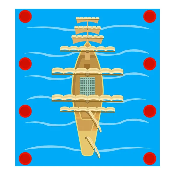 Ikone des Segelschiffs, isometrischer Stil — Stockvektor