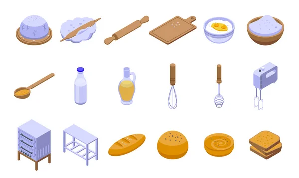 Ensemble d'icônes de pâte, style isométrique — Image vectorielle