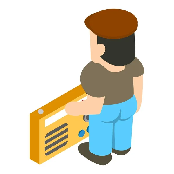 Иконка радиослушателя, изометрический стиль — стоковый вектор