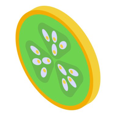 İncir yeşil dilim simgesi, izometrik biçim