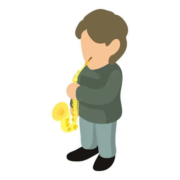 Icono saxofonista, estilo isométrico — Archivo Imágenes Vectoriales