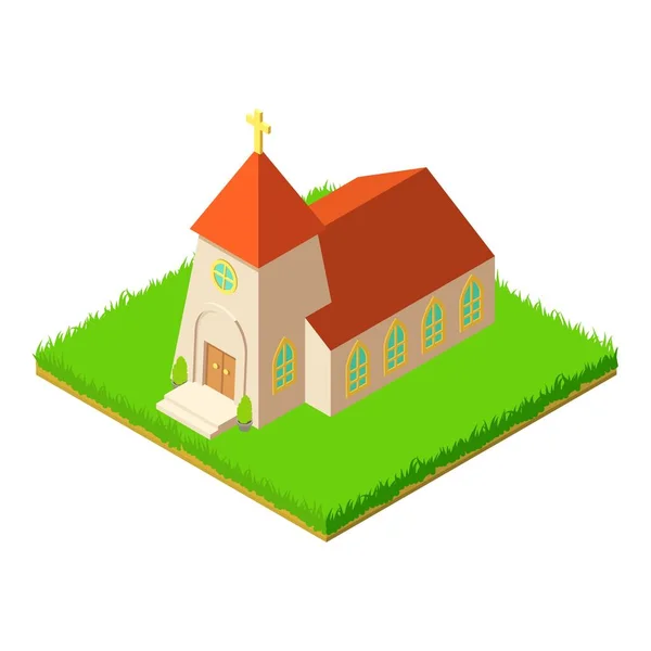 Medieval church icon, isometric style — Stock Vector