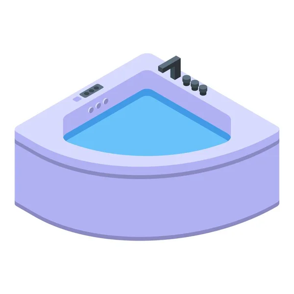 Кутова піктограма ванни, ізометричний стиль — стоковий вектор