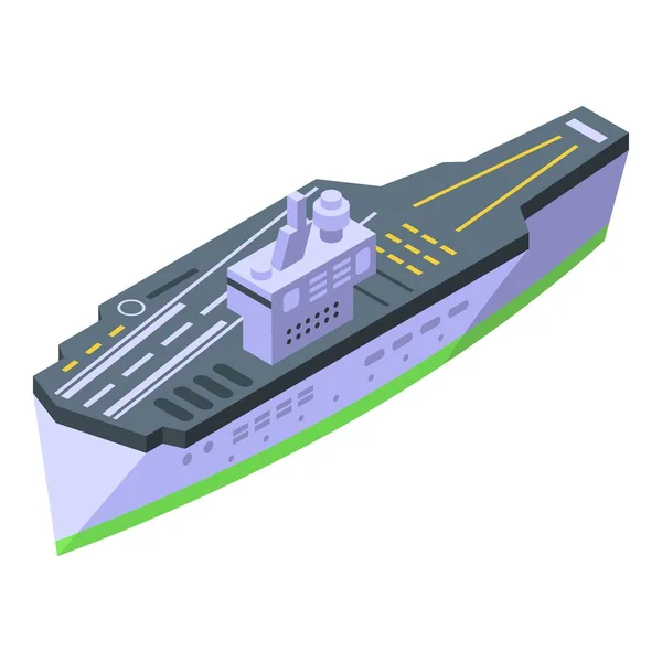 Aircraft carrier icona galleggiante, stile isometrico — Vettoriale Stock