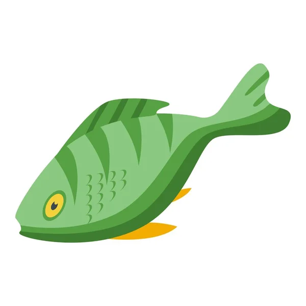Icône de poisson exotique vert, style isométrique — Image vectorielle