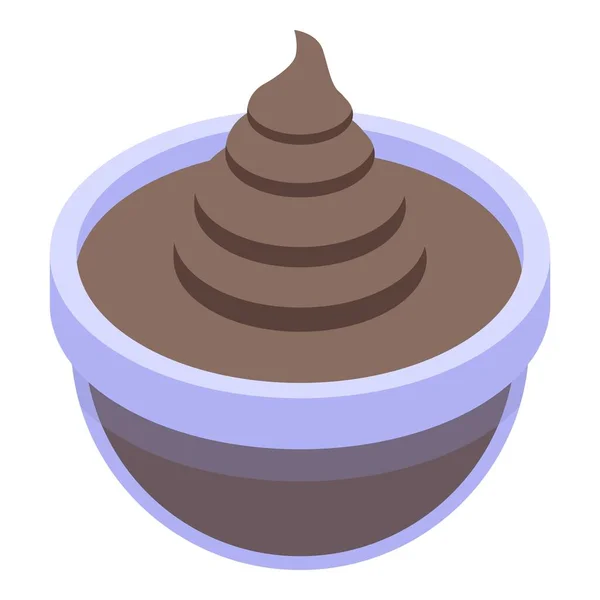 Icono de plato de pasta de chocolate, estilo isométrico — Vector de stock