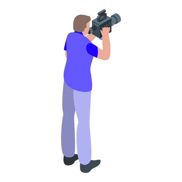 Reportage cameraman icon, isometric style — Stock Vector