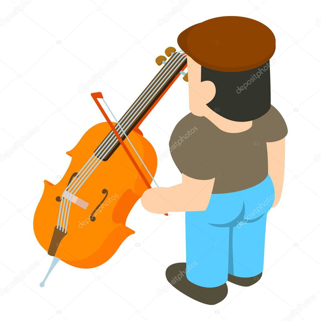 Cellist icon, isometric style