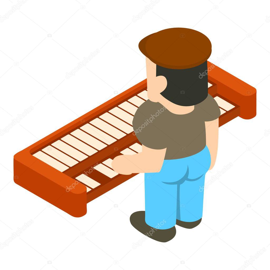 Keyboardist icon, isometric style