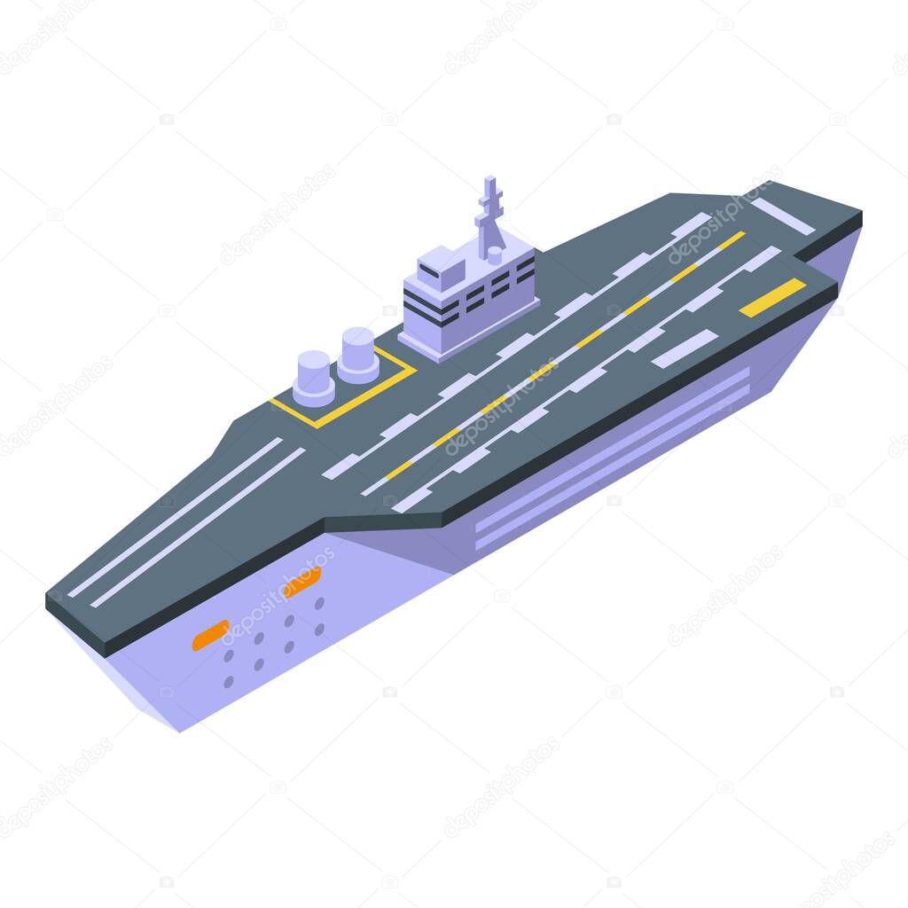 Helicopter aircraft carrier icon, isometric style