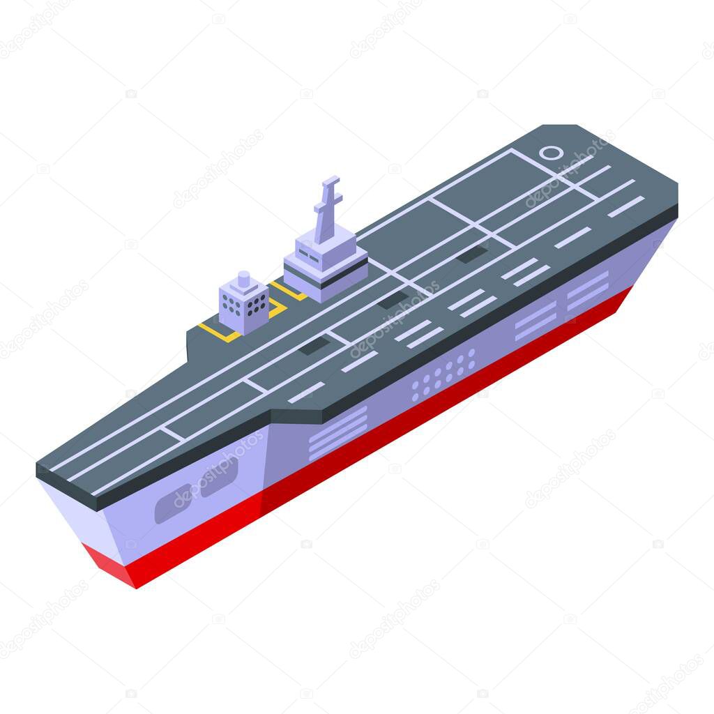 Military aircraft carrier icon, isometric style