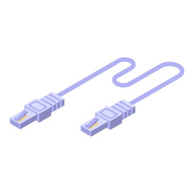 Internet lan cable icon, isometric style clipart