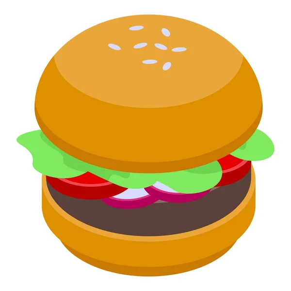 Icono de hamburguesa saludable, estilo isométrico — Archivo Imágenes Vectoriales