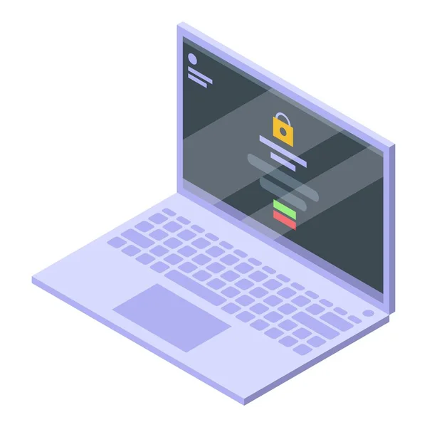 Laptop wachtwoord icoon, isometrische stijl — Stockvector
