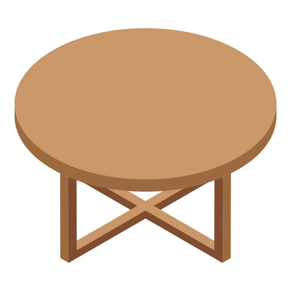 Icône de table ronde en bois, style isométrique — Image vectorielle