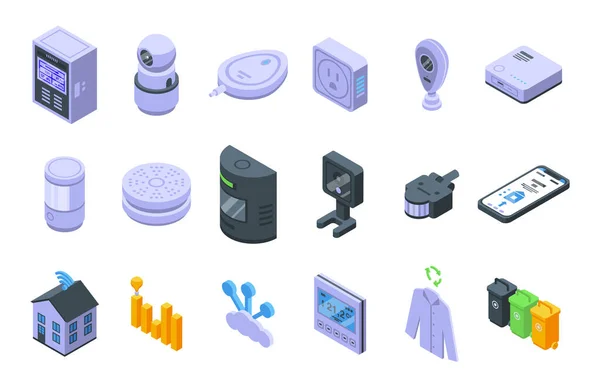 Smart consumption icons set, isometric style — Stock Vector