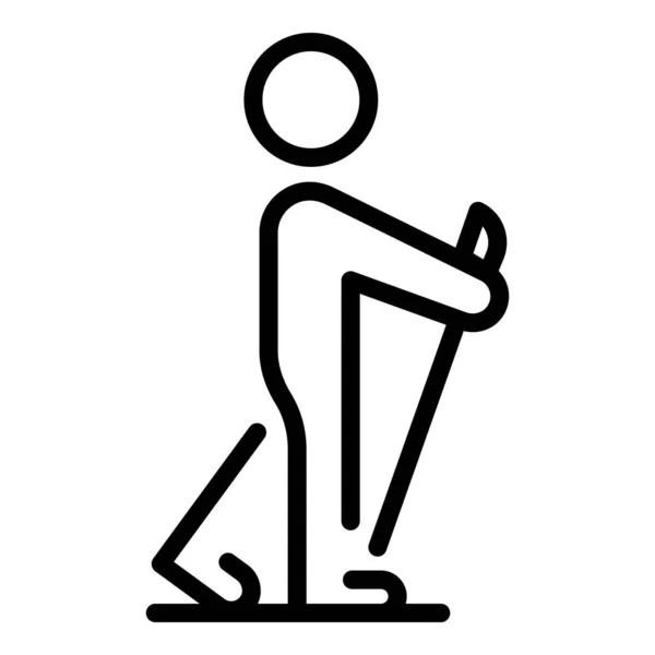 Активная икона нордической ходьбы, стиль контура — стоковый вектор