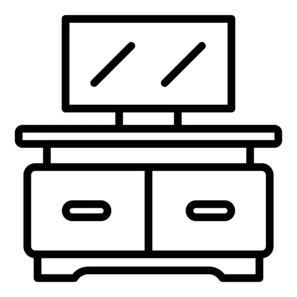 Icône de table de salle TV, style contour — Image vectorielle