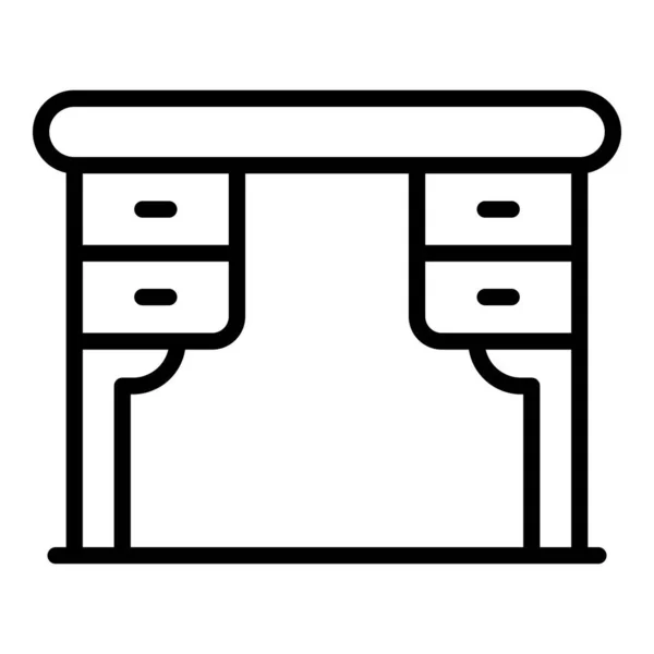 Ikon tabel kayu kantor, gaya garis luar - Stok Vektor