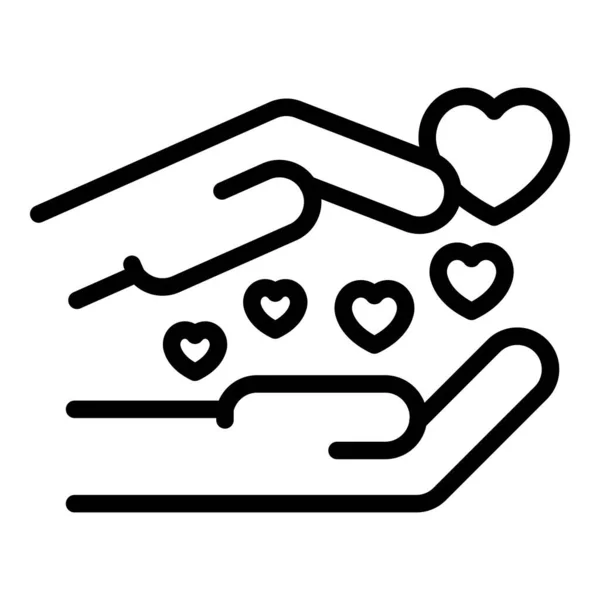 Hands charity icon, outline style — Stock Vector
