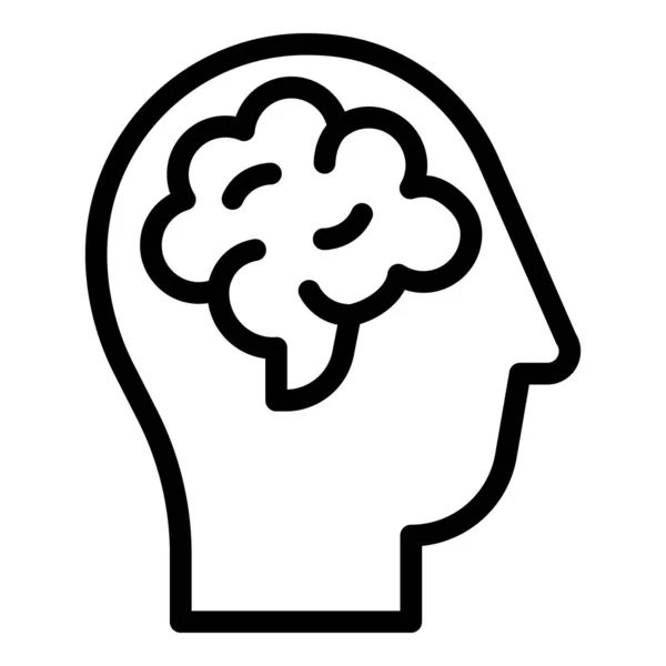 人間の脳の解決のアイコン、アウトラインスタイル — ストックベクタ